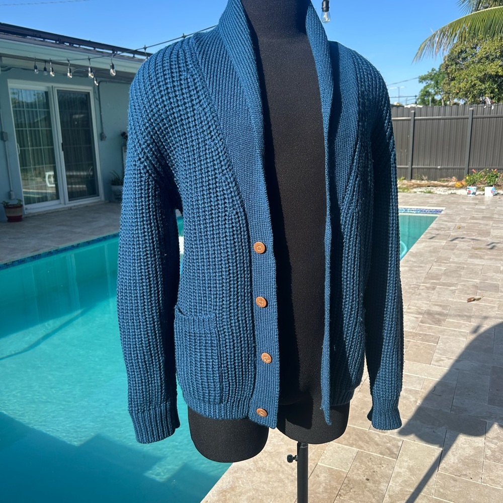 Vintage Calvin Klein Collection Blue Cardigan Sweater (Circa 1997)